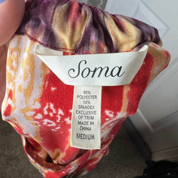 SOMA Keyhole Scarf Hem Midi Dress Women's XS Multicolor Stretch Cutout Boat Neck - Picture 5 of 8